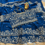 Premium Fendy Satin Designer Saree with Heavy Embroidery & 3mm Sequin Work – Luxury Ethnic Celebration Wear