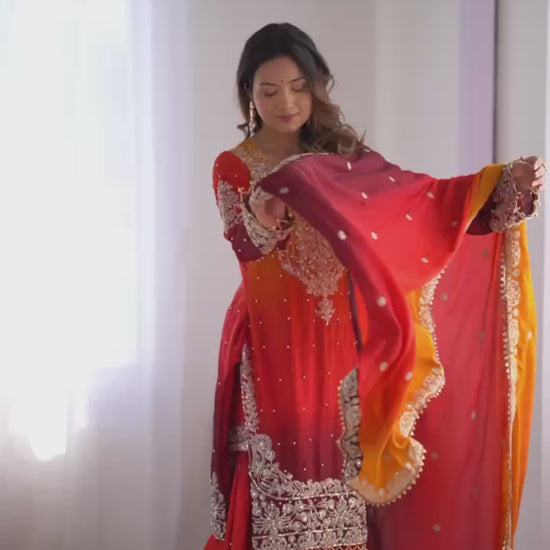 chinon-silk-embroidered-kurti-plazo-set-designer-festive-wear