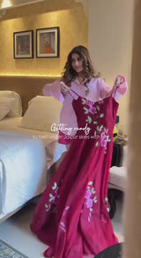 Handpainted Georgette Anarkali Suit Set with Buttersilk Pant & Kodi Lace Dupatta