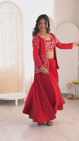 Heavy Chinon Silk Lehenga Choli with Embroidered Koti | 3.5 Meter Flair | Festive & Wedding Wear Set