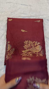 Premium Muslin Silk Shaded Saree with Woven Traditional Motifs & Running Blouse