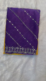 "Luxury Dual-Tone Space Silk Saree with Fancy Sequin & Multi-Thread Embroidery Work"