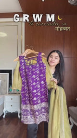 Jacquard Thread & Sequence Work Kurti Plazo Set with Crunchy Silk Dupatta – Festive Ethnic Wear for Women